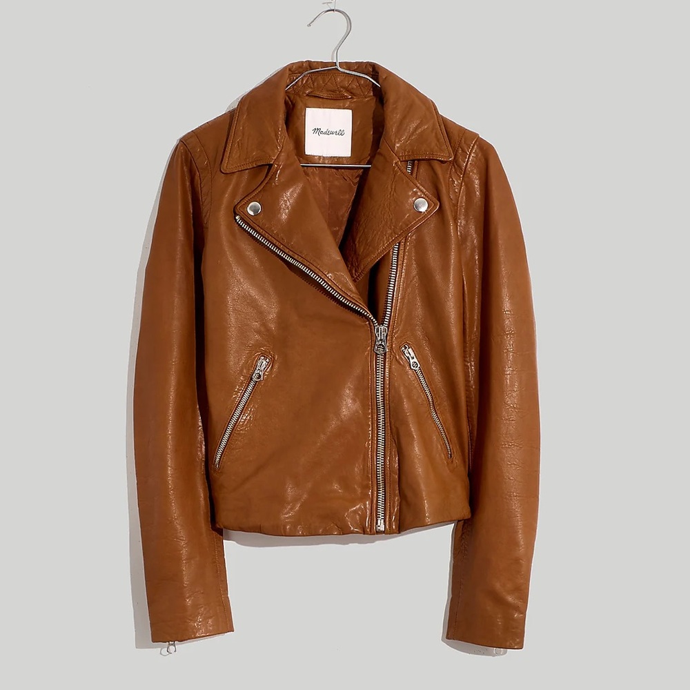 Madewell Tan Leather Moto Jacket